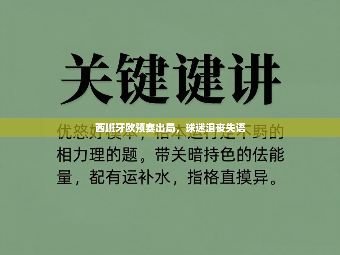 西班牙欧预赛出局，球迷沮丧失语